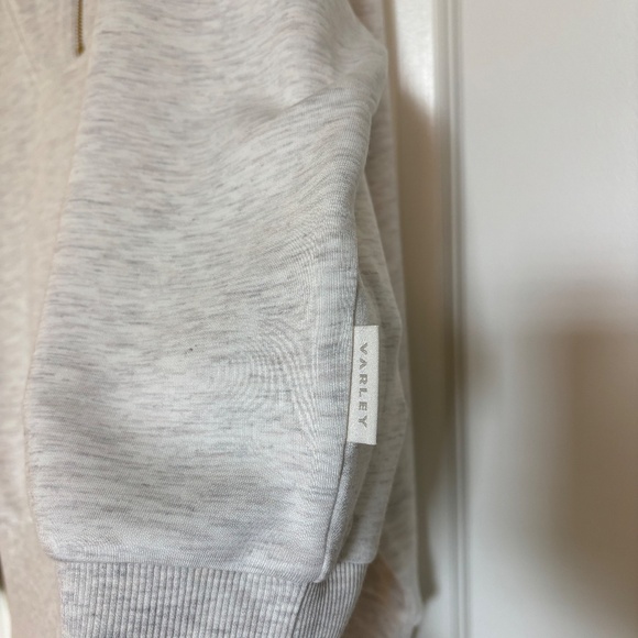 Varley Yates Half-Zip panelled neckline Sweatshirt Ivory Marl Size Small NWOT - Picture 7 of 16